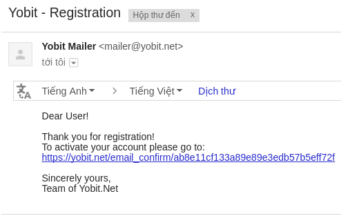 Yobit email confirmation