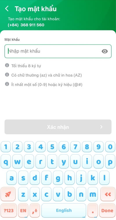 Điền mật khẩu cho app Tikop của bạn - hướng dẫn sử dụng tikop 