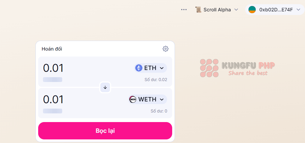 Tiến hành Swap trên mạng Scroll