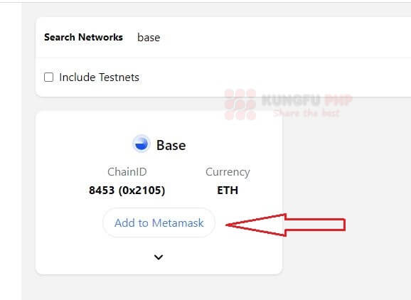 Thêm mạng Base blockchain vào ví Metamask