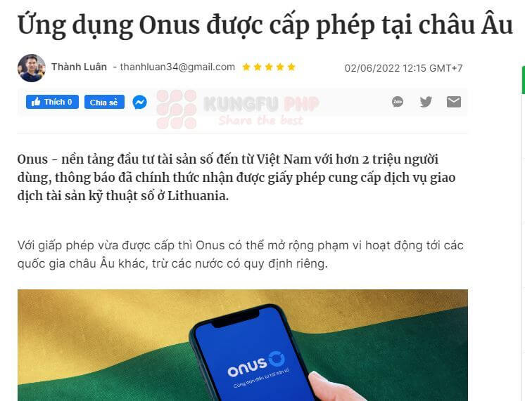 Ứng dụng Onus được cấp phép tại châu Âu - Onus là gì