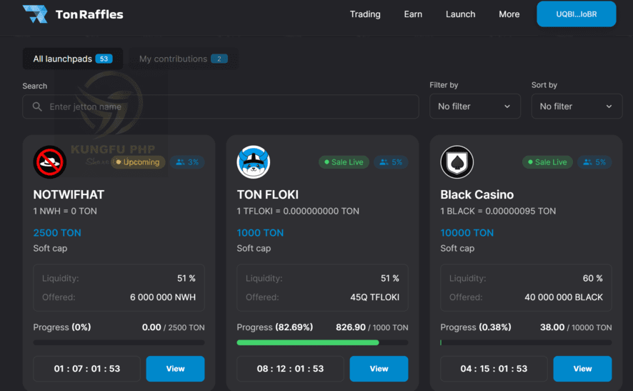 Danh sách dự án Launchpad trên Ton Raffles