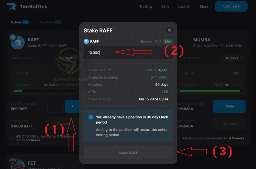 Các bước staking RAFF