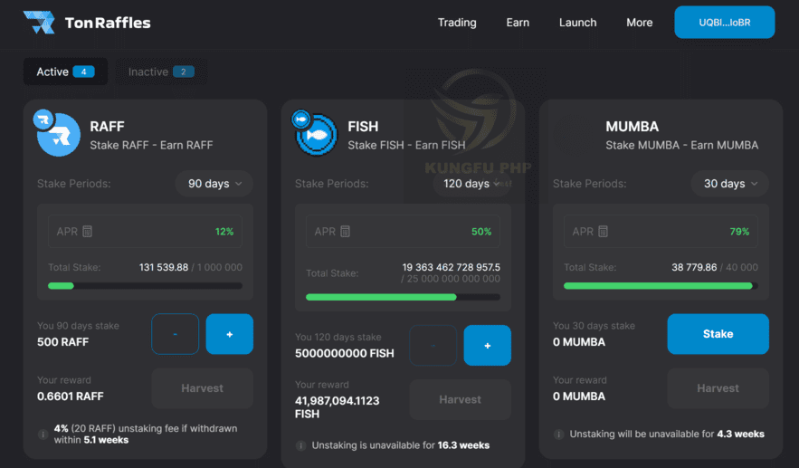 hướng dẫn staking trên ton raffles