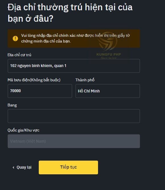 điền thông tin địa chỉ thường trú