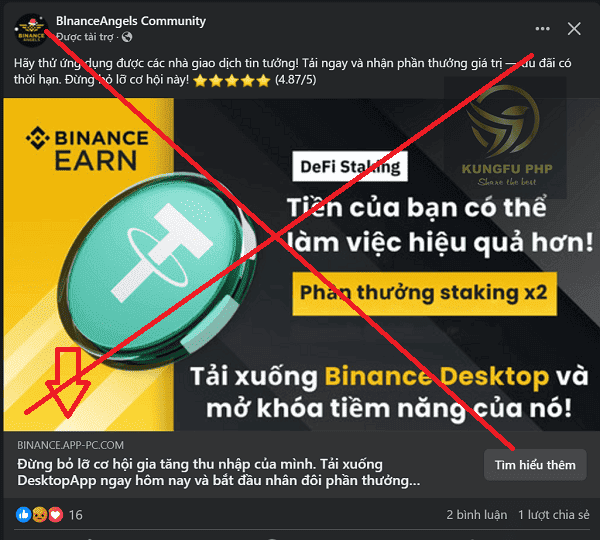 Giả danh Binance để lừa đảo tải app