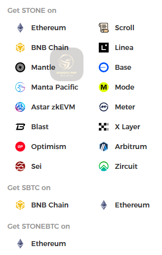 các chain hỗ trợ trên stakestone