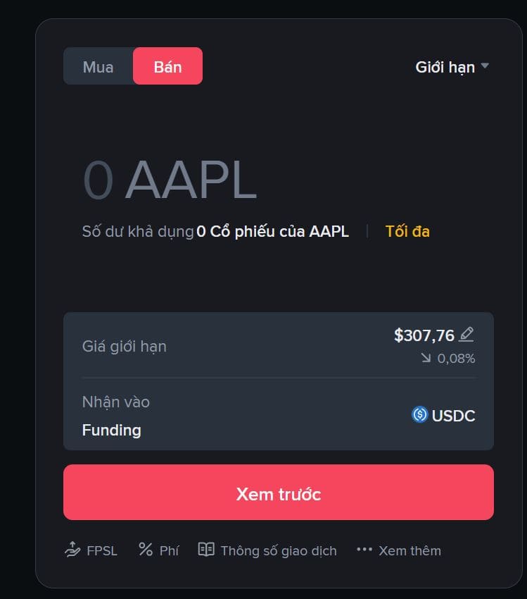bán cổ phiếu Mỹ trên Binance